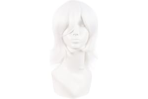 MapofBeauty 14 Inch/35 cm Short Cosplay Wolf Tail Synthetic Side Bangs Party Wig (White)