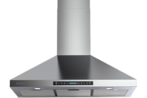 HisoHu Wall Mount Range Hood 36 Inch,Ductless/Ducted Convertible, 780 CFM Kitchen Vent Hood, Stainless Steel Mesh Filters,4 Speed Gesture Sensing&Touch Control Panel, Stainless Steel Kitchen Vent