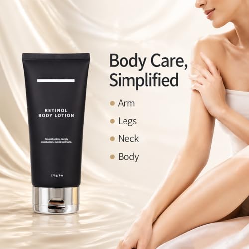 Retinol Body Lotion, Firming Body Cream for Crepey Skin, Moisturizing Anti-Aging Lotion for Neck, Arms, Legs & Full Body Skin Care, 170g