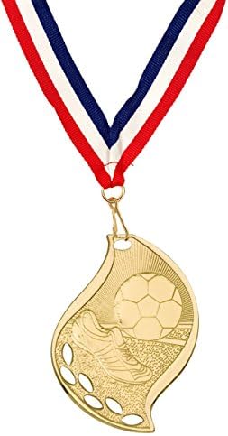 Soccer Medal, Lot of 10, Click to Customize! Free Engraving. Medallion with Neck Ribbon