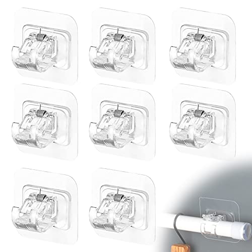 OMJMYY 8 x Curtain Hooks without Drilling Self-Adhesive Curtain Rod without Drilling for Hanging Curtains or Towel Rail 6 x 6 cm