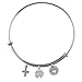 NCAA Notre Dame Fighting Irish Sterling Silver Adjustable Charm Bracelet with Cross, Notre Dame Religious Faith Jewelry