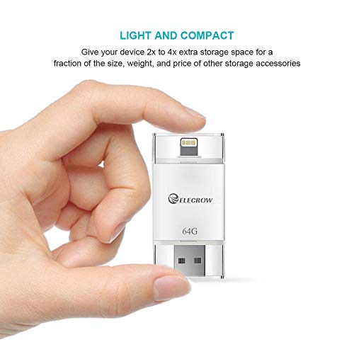 Elecrow 64GB USB Flash Drive External Storage Memory Expansion Adapter Compatible with iPhone 5, 5s, 5c, 6, 6 Plus, 6s, 6s Plus 7 7Plus iPads iPods iOS PC - Thumbnail 5
