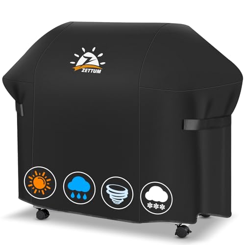 Zettum Grillabdeckung 147 CM -7130 Grill Abdeckung für Weber Genesis II Serie Heavy Duty&Wasserdicht, PU abdeckhaube für Weber Genesis E-330, E-310, S