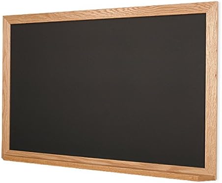 Natural Oak Framed 18"h X 24"w Black Ceramic Steel Chalkboard with Chalk Tray