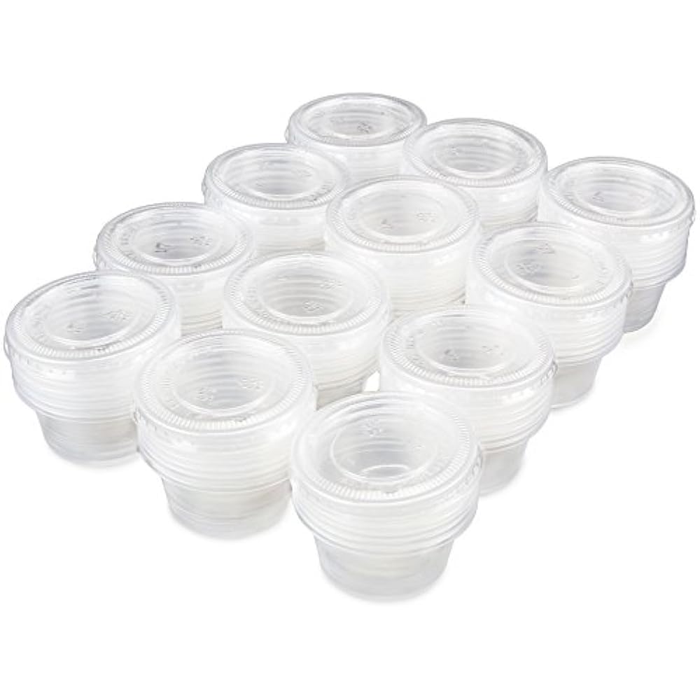 100pack Of Disposable Clear Plastic Condiment Storage Cups With Lids