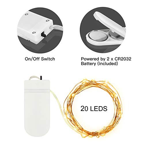 LEDIKON 24 Pack LED Fairy Lights Battery Operated,7.2ft 20 LED Copper Wire Warm White Firefly