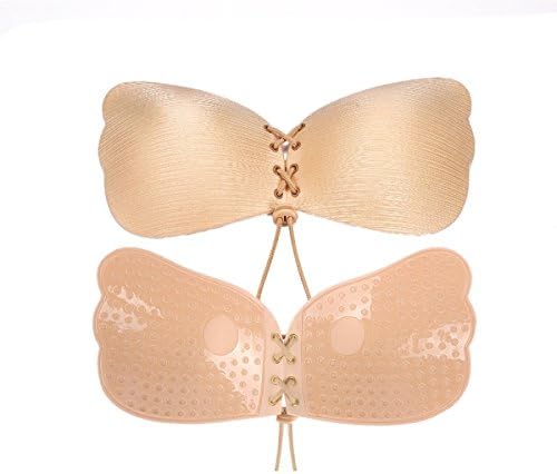 Self Adhesive Bra, Silicone Push Up Strapless Bras, Backless Reusable Invisible Drawstring Bra by Comfy Vicky