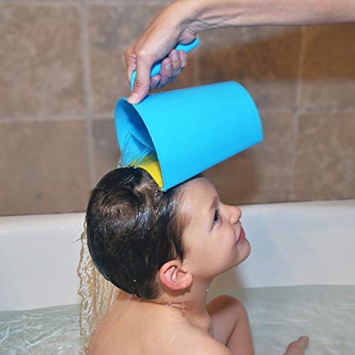 Mighty Clean Baby Shampoo Rinse Cup | Baby Bath Rinser Pail to Wash Hair and Wash Out Shampoo by Protecting Infant Eyes - Kids Bathing Without TEARS