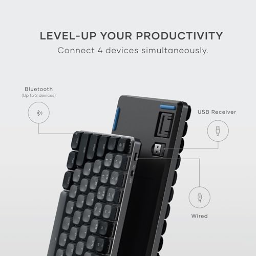 Satechi SM1 75% Mechanical Keyboard, LED Backlit Bluetooth Keyboard, 84 Keys Compact Wireless, Gaming Keyboard for Mac and Windows - Dark Grey/Grey (US-QWERTY LAYOUT)
