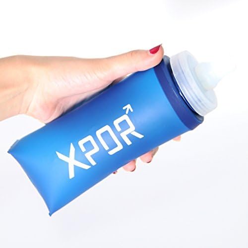 Xpor Sport Collapsible Lightweight Compact BPA free Soft Running Water Bottle Soft Hiking Flask Hydration Bottle with 350ml 12OZ / 600ml 24OZ