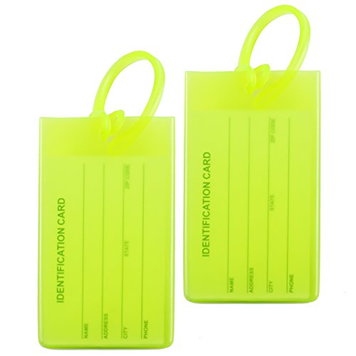 2 Packs Colorful Flexible Travel Luggage Tags for Baggage Bags/Suitcases - Name ID Labels Set for Travel - Yellow