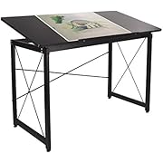 47&#39;&#39; Adjustable Drafting Table - Art and Craft Drawing Folding Desk - Reading &amp; Writing Work Station (Black)