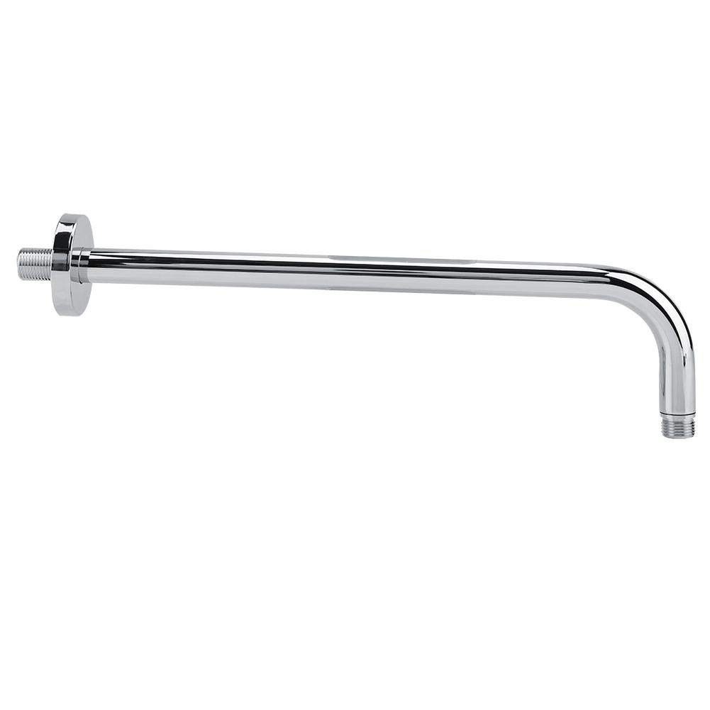 Bathroom Shower Arm Replacement Wall Fixed Shower Extension Extra Long Stainless Steel Shower Rain Head Arm Replacement Flange Set with Chrome Finish
