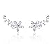 925 Sterling Silver Sparkling White Faceted Swarovski Crystal Floral Vine Cuff Earrings Fashion Jewelry for Women, Teens, Girls - Nickel Free