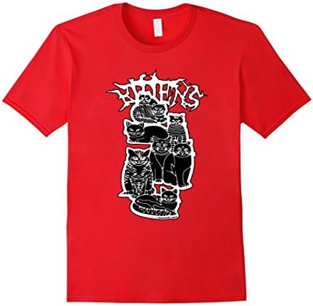 Mens DEATH METAL KITTENS Shirt FUNNY LOL PUSSY CAT GOTH HALLOWEEN 2XL Red
