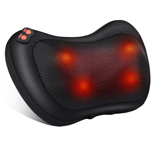 Brelley Shiatsu Massage Cushion, Shiatsu Back Massager with Heat, Black