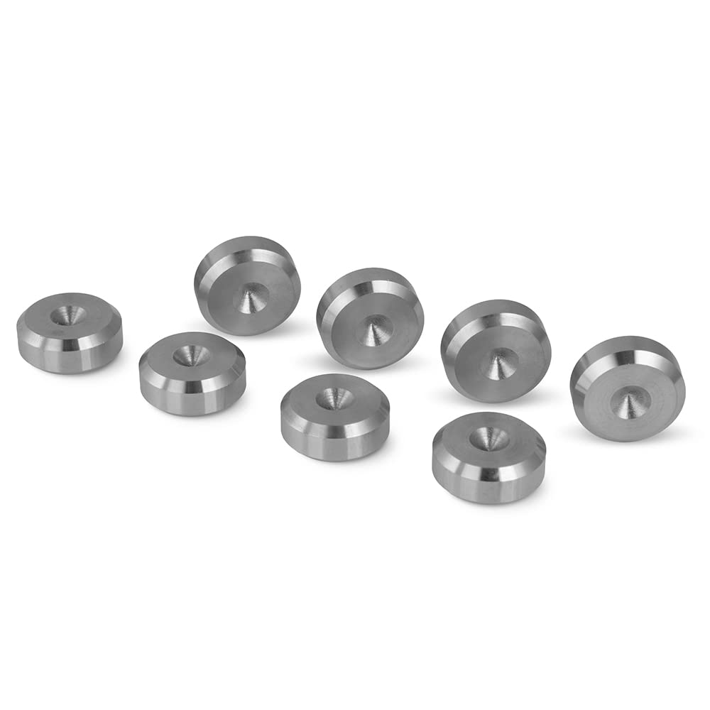 PrecisionGeek® Chamfered Speaker Spike Pads – Isolation Pads for HiFi Speakers, Subwoofers & Speaker Stands – Anti-Vibration (Ø20 mm – Stainless Steel – Pack of 8)