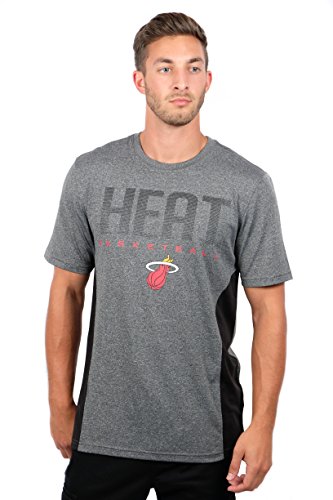 NBA Miami Heat Men's T-Shirt Athletic Quick Dry Active Tee Shirt, X-Large, Charcoal