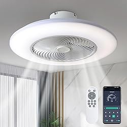 Low Profile Ceiling Fan with Light, 23" Bladeless