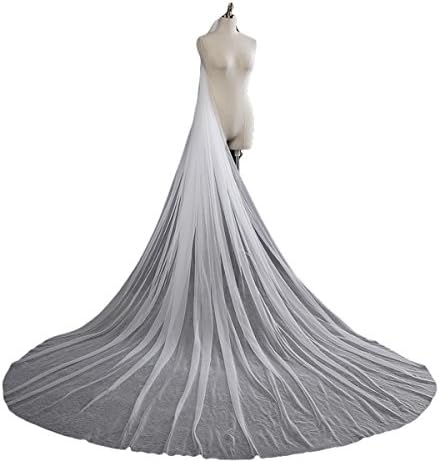 Vweil Simple Single Tier Tulle Bridal Wedding Veils With Comb Cathedral Length 3 Meters