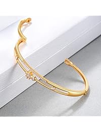 E Jewelry - Pulsera chapada en oro de 18 quilates para mujeres y adolescentes, con diseño de estrellas, de filigrana de moda, para bodas, regalos de cumpleaños