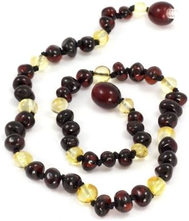 Baltic Baby Amber Necklace Rounded Beads (Cherry/Limone, Small)