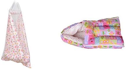 Orange and Orchid Baby Jhula,Bedding Sets Cradle for Just Born with Mosquito Net and SpringOrange and Orchid Baby Butterfly Print Sleeping Bag (Pink, 0-6 Months)