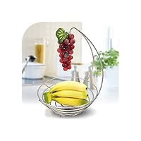 Sunny-Aha Fruit Bowl Basket-2 in 1 Banana Hanger Fruit Bowl Iron Holder Storage Basket Stand Hook,as shown