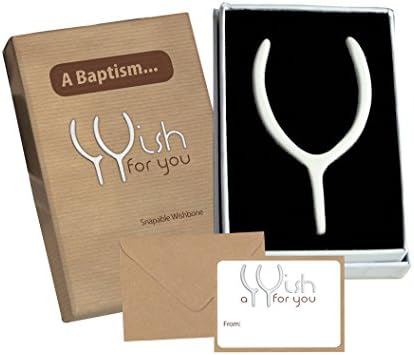 Jemsideas Baptism Snapable Wishbone Gift & Card Keepsake For A New Baby Boy, Girl Son Daughter Brother Sister Grandson Granddaughter Godson Goddaughter Godmother Godfather Godparent (Baptism)