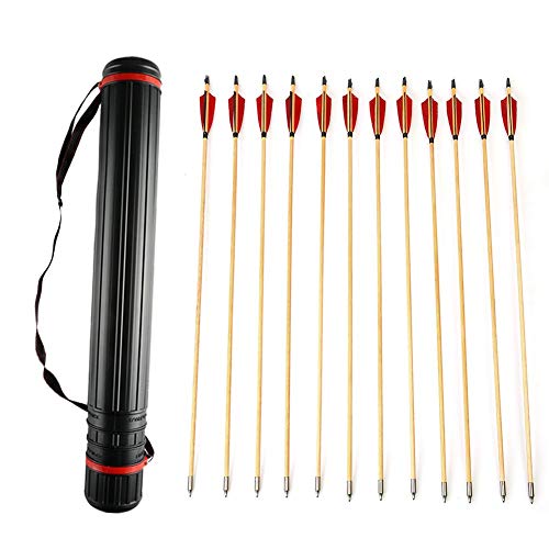 VERY100 32 Inch Handmade Traditional Wood Arrows Turkey Feather Hunting Recurve Longbow Compound Bow 12pcs - Thumbnail 6