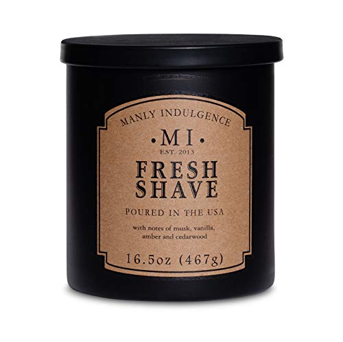 Manly Indulgence 16.5 oz Classic Collection Fresh Shave Scented Jar Candle | Lead-Free Cotton Wick
