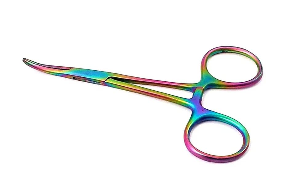 Multi Colour Pet Grooming Haemostat Dog, Cat, Small Pet Ear Hair Puller Locking Forceps MOSQ-Multi (Curved)