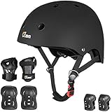 JBM Adults Full Protective Gear Set, Multi-Sport Helmet, Knee Pads and Elbow Pads with Wrist Guards, Full Protection for Muti Sport, Cycling, Scooter, Skateboarding for Youth and Adult