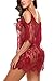 Avidlove Women Chemises Lace Smock Lingerie Mini Babydoll Boudoir Lingeries(Dark Red,M)