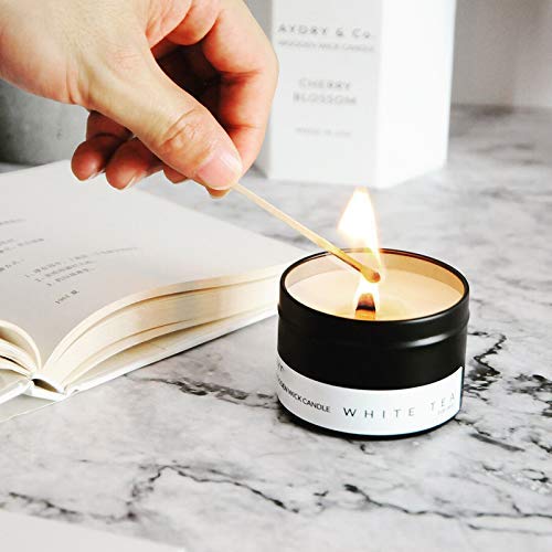 BENBO 100 Pieces Smokeless 5.1 X 0.5 Inch Wood Natural Candle Wicks with Iron Stand Environmentally Friendly Candle Cores for DIY Candle Making Craft