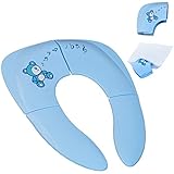 Gimars Portable Folding Reusable Travel Toilet Potty Training Seat Covers Liners with Carry Bag for Babies, Toddlers and Kids, Blue