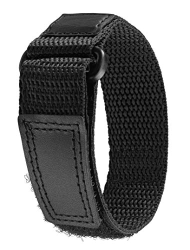 Comfort Strap Nylon Watch Band, Black, Fast-Wrap (16mm - 20mm); Replacement Strap for Sport Watches