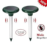 Mole Repeller Ultrasonic Solar Powered Repel Voles Gopher Mice Rats Rodent for Lawn Garden Yards (Pack of 2)