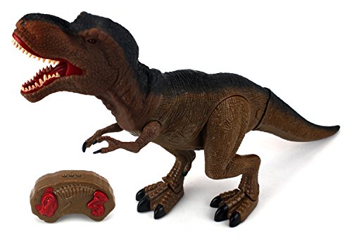 Dinosaur Planet T-Rex Battery Operated Remote Control Walking Toy Dinosaur Figure w/ Shaking Head, Walking Movement, Light Up Eyes and Sounds