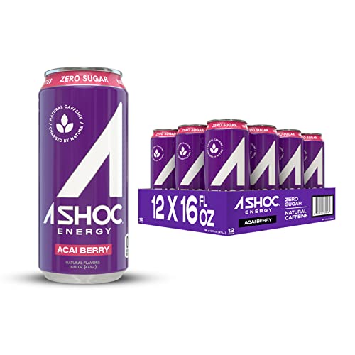 A SHOC Performance Energy Drink, Acai Berry, 16 Ounce Can, Natural