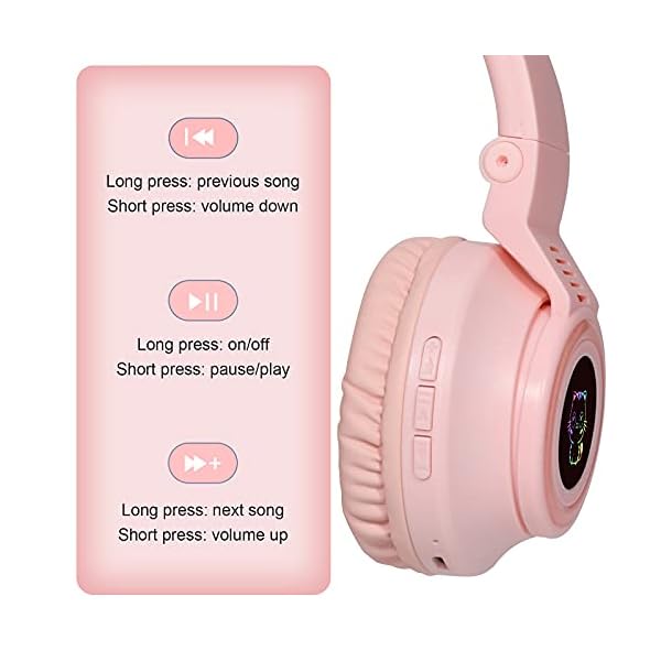Kids-Headphones-Wireless-Light-Up-Cat-Ear-Bluetooth-Headphones-Over-Ear-Childrens-Foldable-Headphones-wMicrophone-for-Amazon-Fire-TabletLaptopiPad-Pink JYPS Kids Headphones Wireless Light Up Cat Ear Bluetooth Headphones Over Ear Childrens Foldable Headphones w/Microphone…