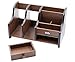 PAG Wood Desk Organizer Office Supplies Caddy 3 Upright File Holder with Drawer,Brown