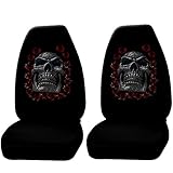 2 Day Of the Dead Skull Roses w/Thorn Seat Cover Universal