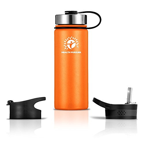 Stainless Steel Water Bottle/Thermos18, 22, 32, 40, 64 oz 8 colors Do. Wall Vacuum Insulated:Wide Mouth Metal Travel Tumbler:Heavy Duty Reusable BPA Twist Lid Bottle for Hot/Cold Liquid: Bonus-2 Lids