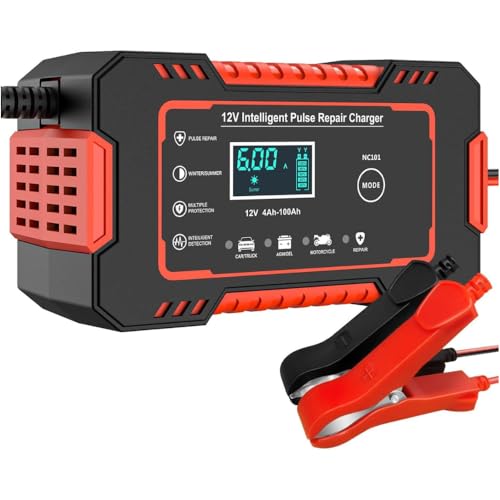Carregador de Bateria Inteligente 12V Bivolt com Display Digital – Para Carro, Moto e Caminhão | Proteção contra Superaquecimento, Sobrecarga, Curto-Circuito e Compensação de Temperatura - Premium