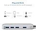USB C Hub, HooToo Type C Adapter Hub with 4 USB 3.0 Ports for New MacBook Pro 2016, New MacBook 12-Inch with Type C Plug and Other USB C Laptop - Silver