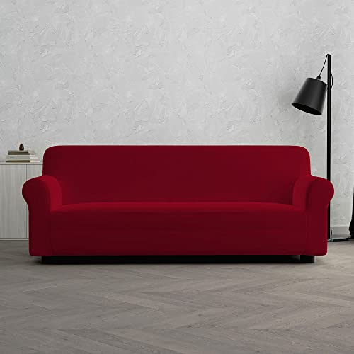 Italian Bed Linen Dahlia elastic sofa cover, Bordeaux, 3 PLACES