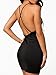 Clothink Women Black Halter Strap Cross Back Plain Sexy Beach Bodycon Dress S