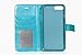 HLCT iPhone 8 Plus Case, iPhone 7 Plus Case, PU Leather Wallet Case, with Soft TPU Protective Bumper, Built-in Stand Kickstand, Cash and Card Pockets (Teal)